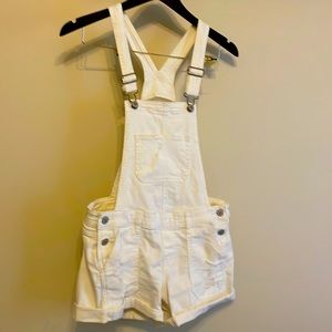 Hollister XS white overall shorts